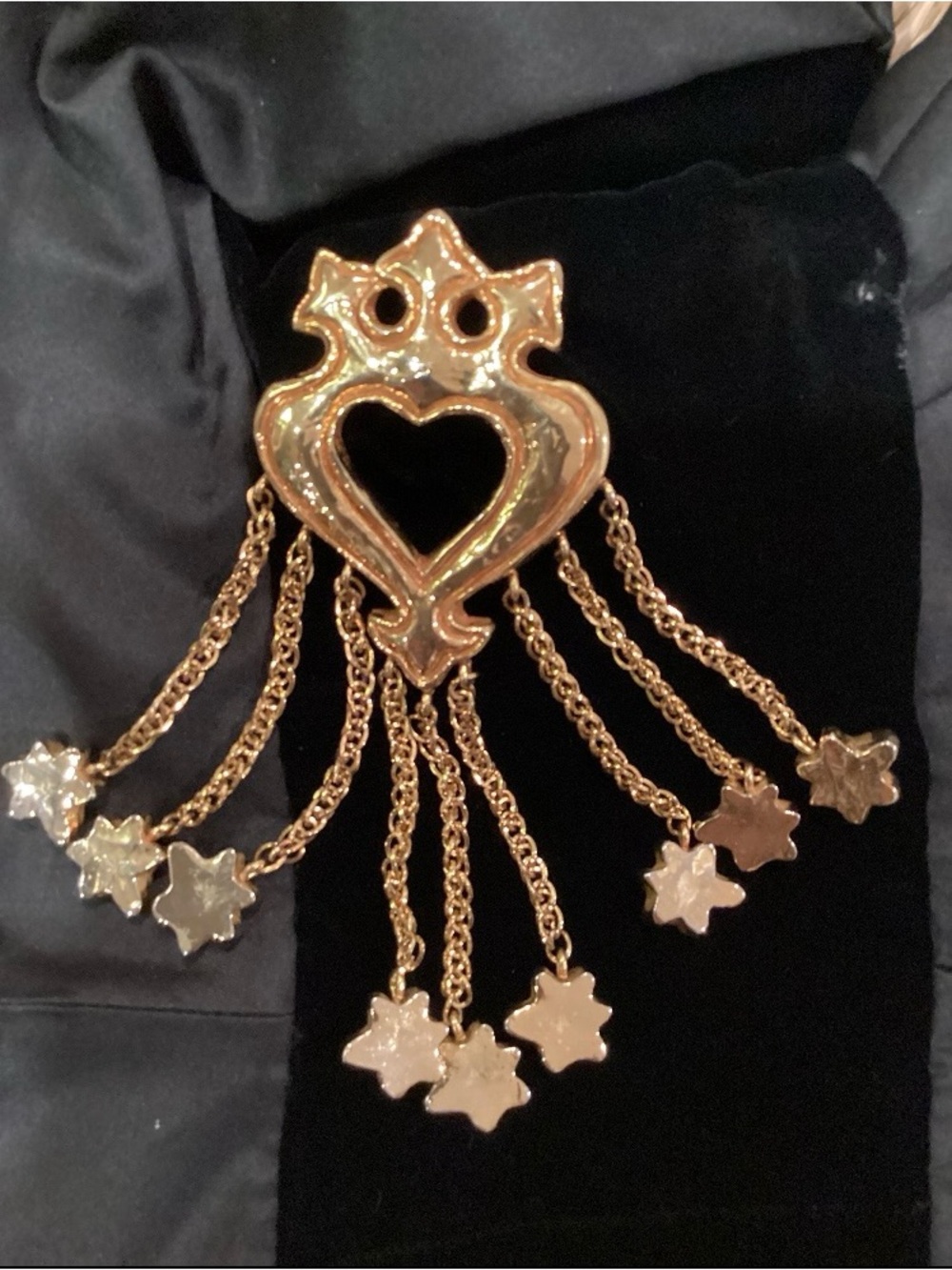 Christian Lacroix vintage 1989 iconic heart and stars motif dangle brooch